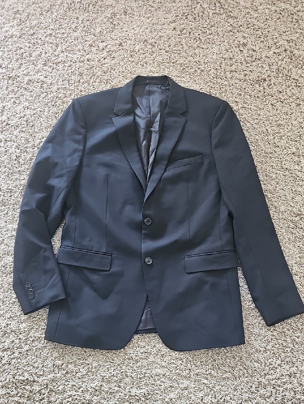 Theory Suit Jacket Black Blazer Two Button Lined Wool 42R